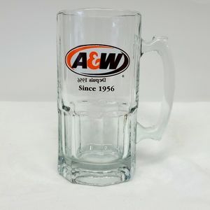 Retro - Vintage A&W large clear glass  8”  mug